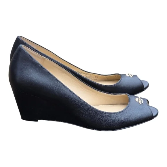 Coach Elegant Black Wedge Heels 7.5 - Picture 1 of 6